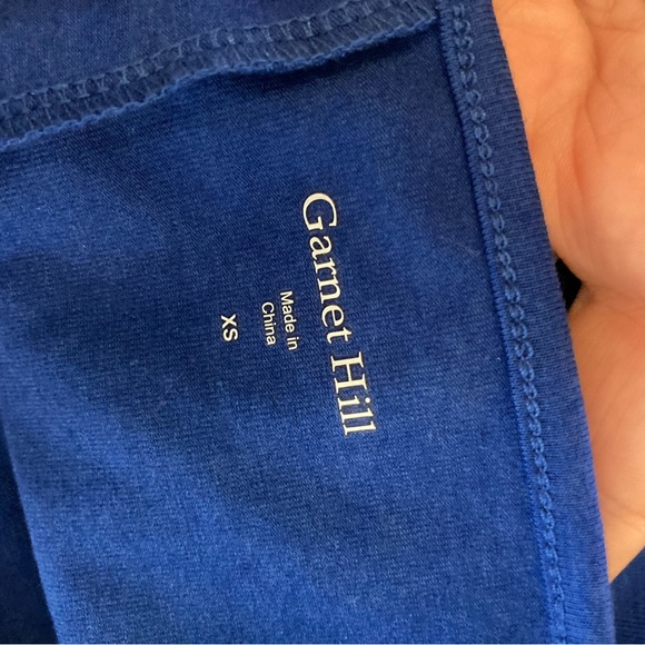 Garnet Hill Jersey Midi Dress 3/4 sleeves Blue - Picture 3 of 10